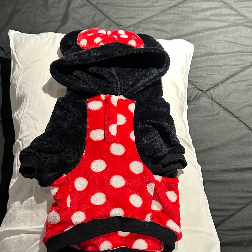 Red and Black Minnie Polka Dot Dog Hoodie